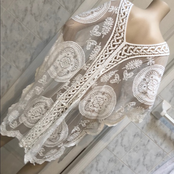 #73 LACE & CROCHET TUNIC TOP/ COVER UP - Picture 4 of 7